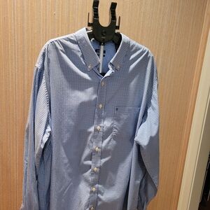 Izod Men's Blue Gingham Button-Down Shirt